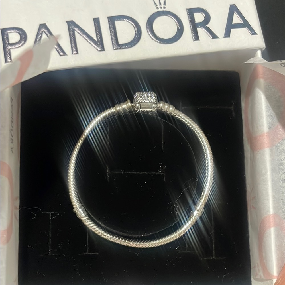 Pandora Silver Snake Chain Bracelet with Barrel Clasp